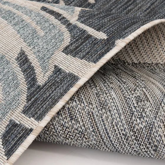 Blue Malibu Monstera Outdoor Area Rug, 7X9-Kirkland's Home Clearance