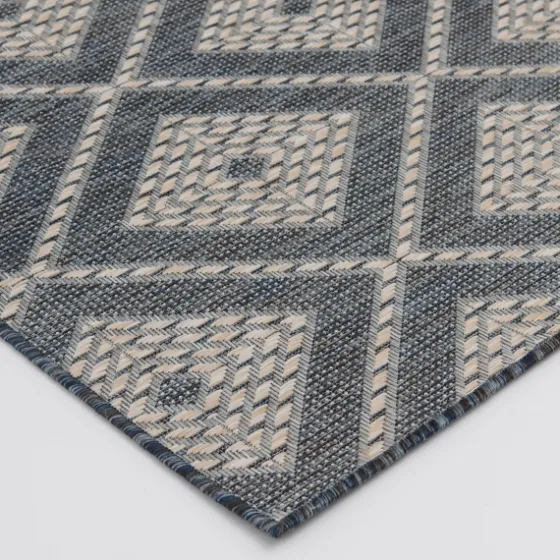 Blue Malibu Woven Diamond Outdoor Area Rug, 7X9-Kirkland's Home Store