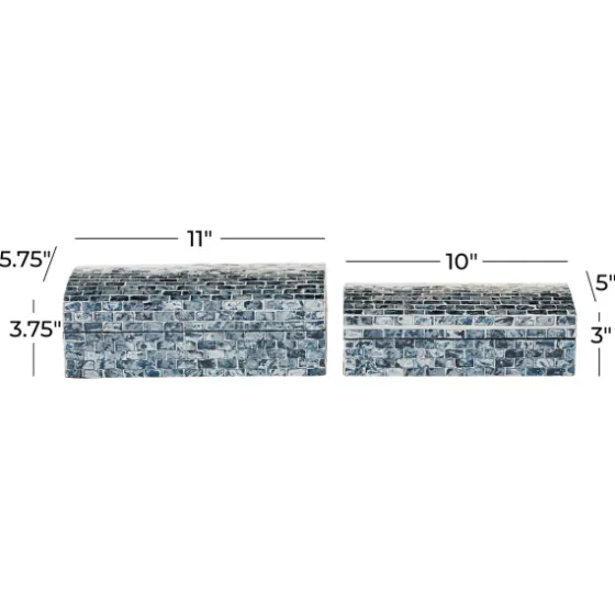 Blue Mother Of Pearl Coastal Boxes, Set Of 2-Kirkland's Home Shop