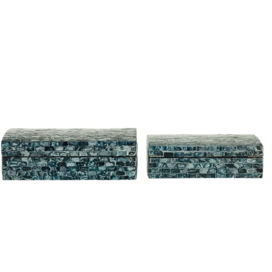 Blue Mother Of Pearl Coastal Boxes, Set Of 2-Kirkland's Home Shop
