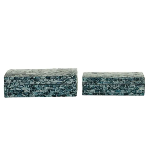 Blue Mother Of Pearl Coastal Boxes, Set Of 2-Kirkland's Home Shop