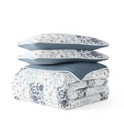 Blue Patchwork Reversible 3-Pc. King Quilt Set-Kirkland's Home Shop