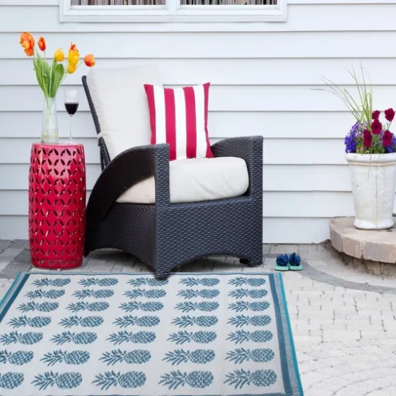 Blue Pineapple Indoor/Outdoor Area Rug, 4X6-Kirkland's Home Fashion