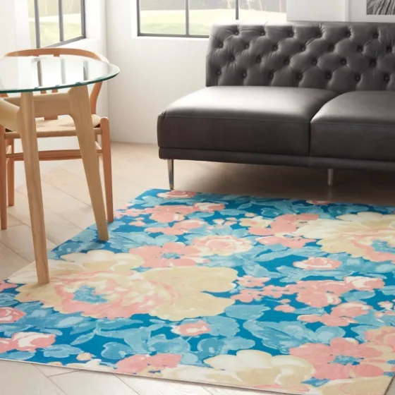 Blue Poppies Floral Outdoor Area Rug, 5X7-Kirkland's Home Fashion