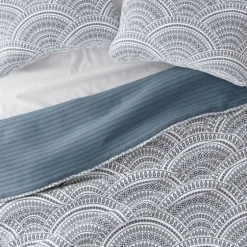 Blue Scalloped Reversible 3-Pc. Queen Quilt Set-Kirkland's Home Shop