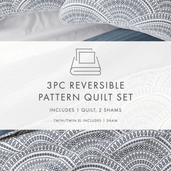 Blue Scalloped Reversible 2-Pc. Twin Quilt Set-Kirkland's Home Online