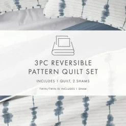 Blue Shibori Reversible 3-Pc. King Quilt Set-Kirkland's Home Online