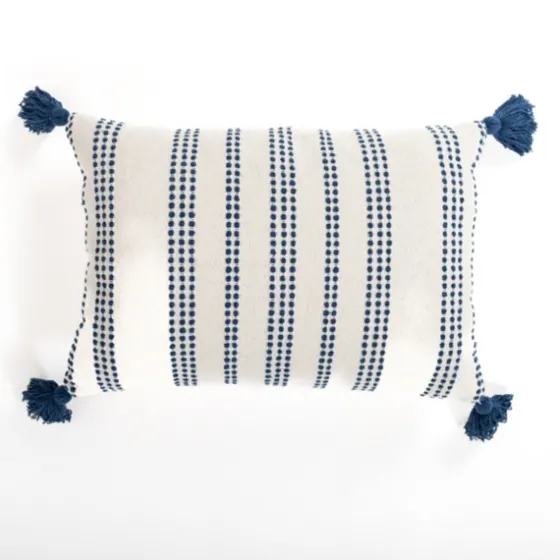 Blue Stitching Stripes Lumbar Pillow-Kirkland's Home Outlet