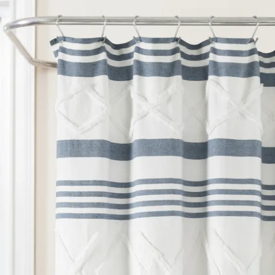 Blue Stripe Diamond Tufted Shower Curtain-Kirkland's Home Discount