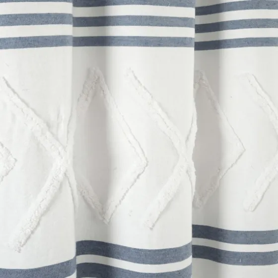 Blue Stripe Diamond Tufted Shower Curtain-Kirkland's Home Discount