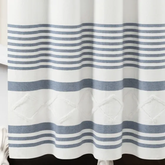 Blue Stripe Diamond Tufted Shower Curtain-Kirkland's Home Discount