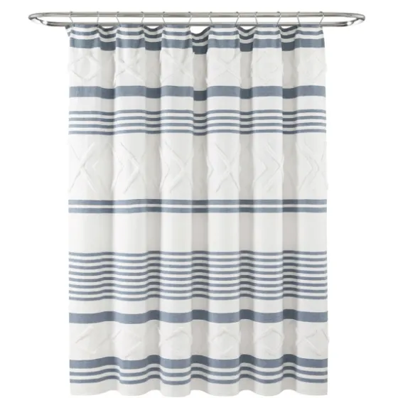 Blue Stripe Diamond Tufted Shower Curtain-Kirkland's Home Discount
