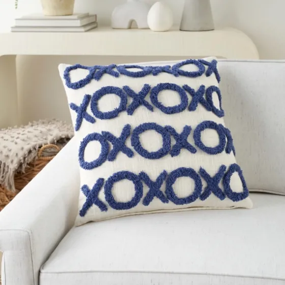 Blue Tufted Xoxo Cotton Throw Pillow-Kirkland's Home Hot