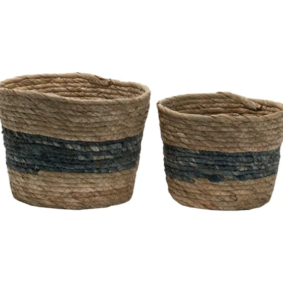Blue Woven Cattail Baskets, Set Of 2-Kirkland's Home Cheap