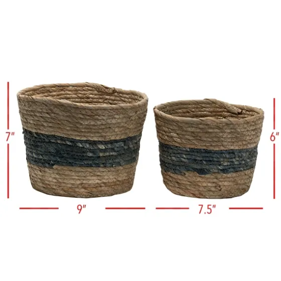 Blue Woven Cattail Baskets, Set Of 2-Kirkland's Home Cheap