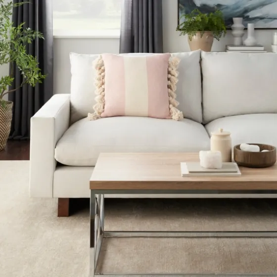 Blush And Ivory Striped Tassel Pillow-Kirkland's Home Hot
