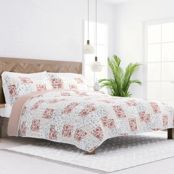 Blush Patchwork Reversible 3-Pc. King Quilt Set-Kirkland's Home Cheap