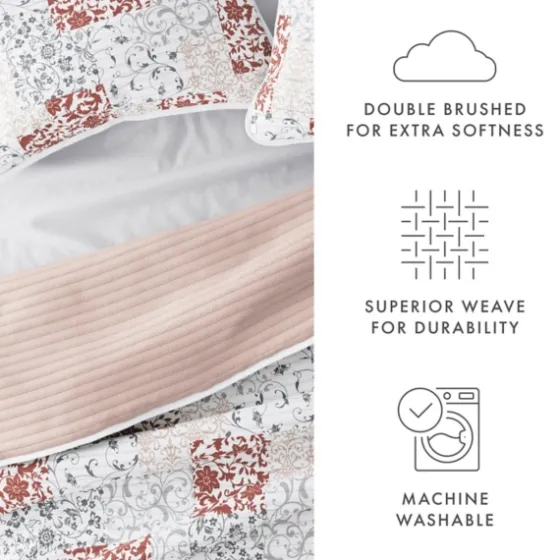 Blush Patchwork Reversible 3-Pc. King Quilt Set-Kirkland's Home Cheap