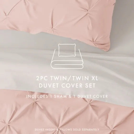 Blush Pinched 2-Pc. Twin Duvet Cover Set-Kirkland's Home Flash Sale