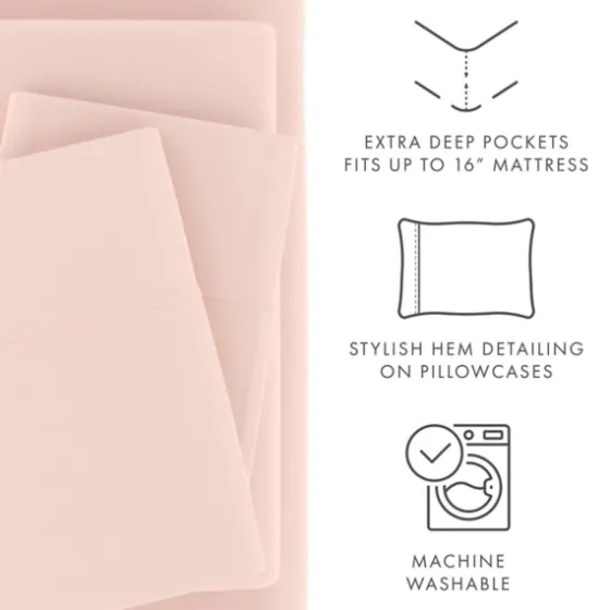 Blush Ultra Soft 4-Pc. Twin Sheet Set-Kirkland's Home Clearance