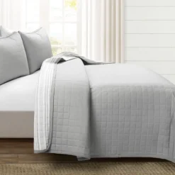 Box Stitch Cotton Full/Queen 3-Pc. Quilt Set-Kirkland's Home Store
