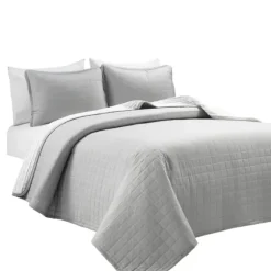 Box Stitch Cotton Full/Queen 3-Pc. Quilt Set-Kirkland's Home Store
