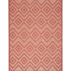 Bright Coral Diamond Outdoor Area Rug, 6X9-Kirkland's Home Best