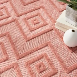 Bright Coral Diamond Outdoor Area Rug, 6X9-Kirkland's Home Best