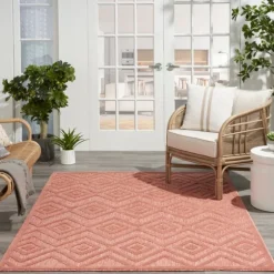 Bright Coral Diamond Outdoor Area Rug, 6X9-Kirkland's Home Best