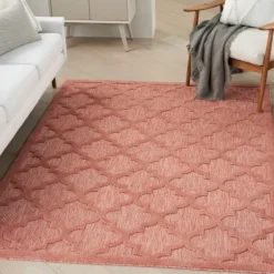 Bright Coral Trellis Outdoor Area Rug, 4X6-Kirkland's Home Best Sale