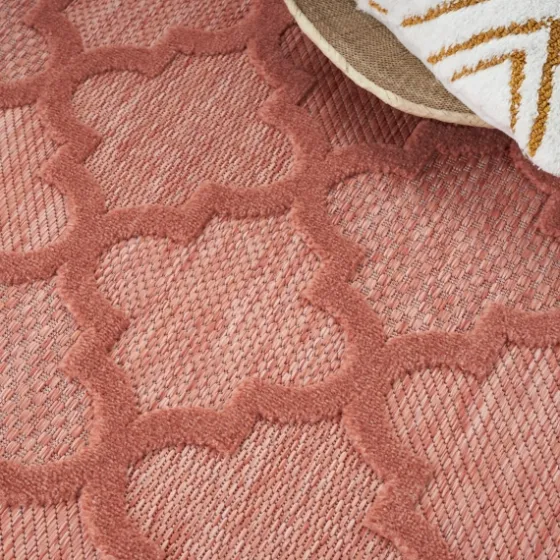 Bright Coral Trellis Outdoor Area Rug, 4X6-Kirkland's Home Best Sale