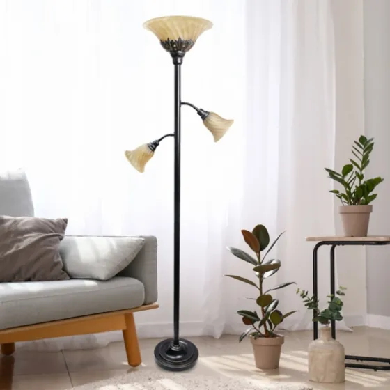 Bronze And 3-Scallop Glass Floor Lamp-Kirkland's Home Cheap