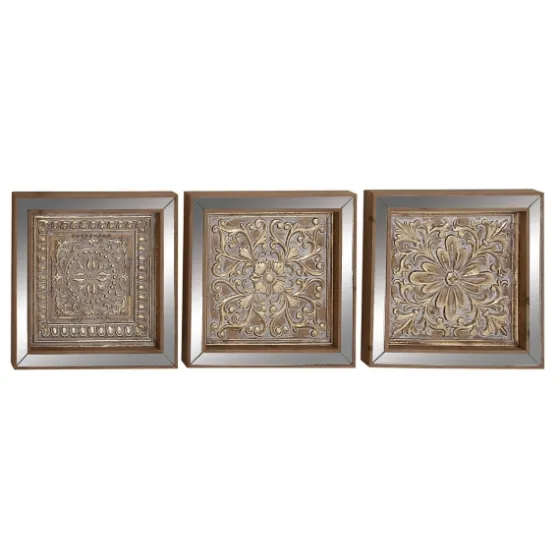 Bronze Metal Mirror Floral Wall Plaques, Set Of 3-Kirkland's Home Fashion