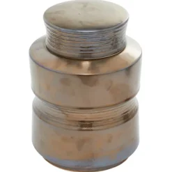 Bronze Ribbed Ceramic Jars, Set Of 2-Kirkland's Home Discount