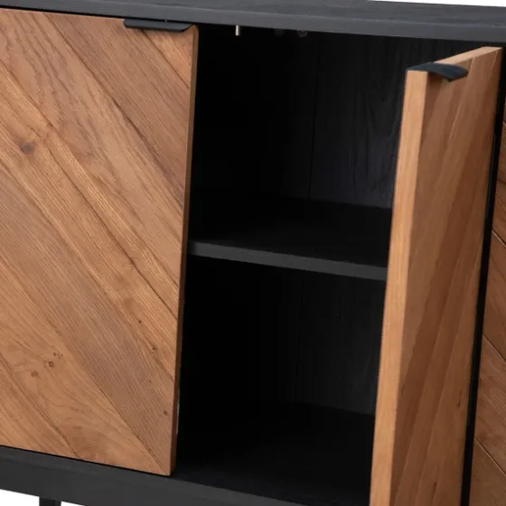 Brown And Black Wood Chevron 4-Door Sideboard-Kirkland's Home New
