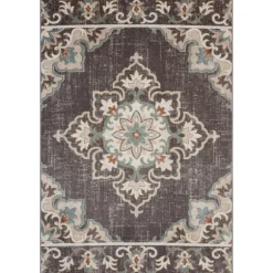Brown Floral Medallion Outdoor Area Rug, 5X7-Kirkland's Home Best