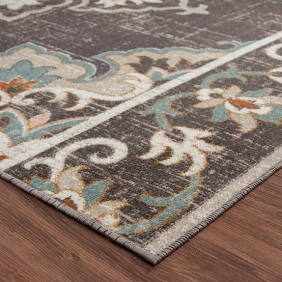 Brown Floral Medallion Outdoor Area Rug, 7X9-Kirkland's Home Shop