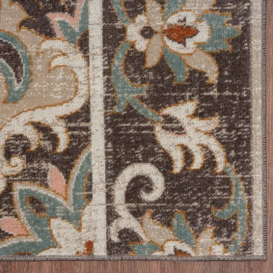 Brown Floral Medallion Outdoor Area Rug, 7X9-Kirkland's Home Shop
