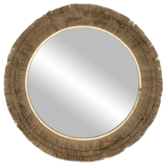 Brown Fringe Jute Round Wall Mirror-Kirkland's Home Online