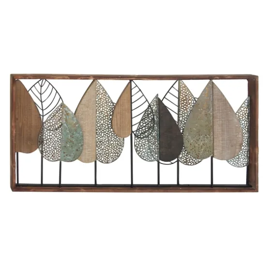 Brown Metal And Wood Leaves Wall Plaque-Kirkland's Home Outlet