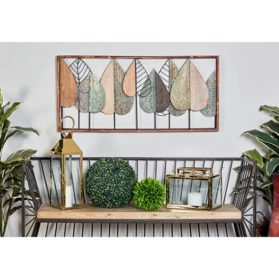 Brown Metal And Wood Leaves Wall Plaque-Kirkland's Home Outlet