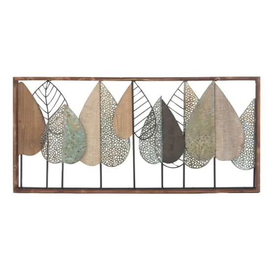 Brown Metal And Wood Leaves Wall Plaque-Kirkland's Home Outlet