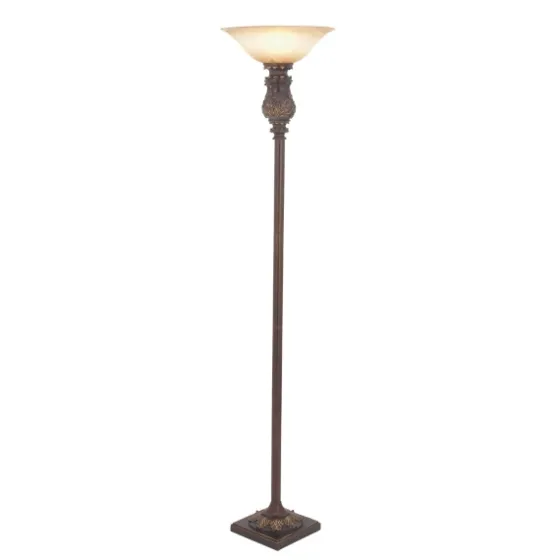Brown Metal Carved Base Uplight Floor Lamp-Kirkland's Home Discount