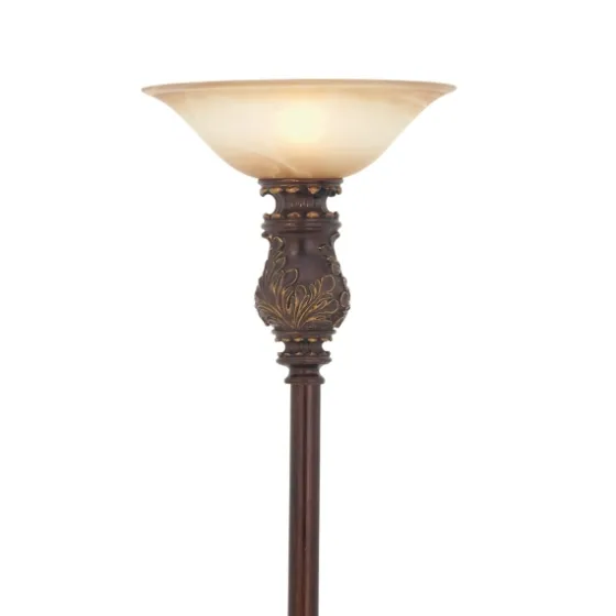 Brown Metal Carved Base Uplight Floor Lamp-Kirkland's Home Discount