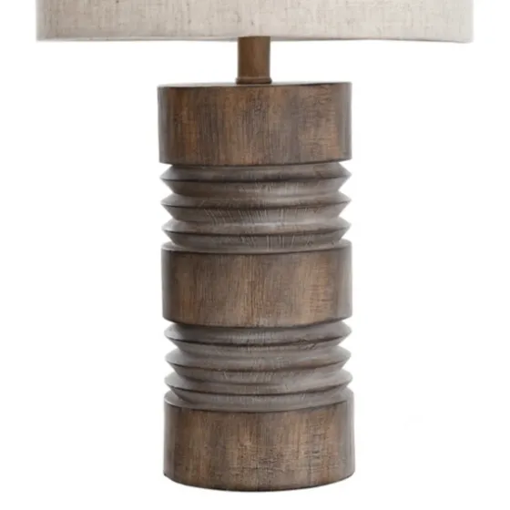 Brown Ribbed Wood Finish Table Lamp-Kirkland's Home Outlet