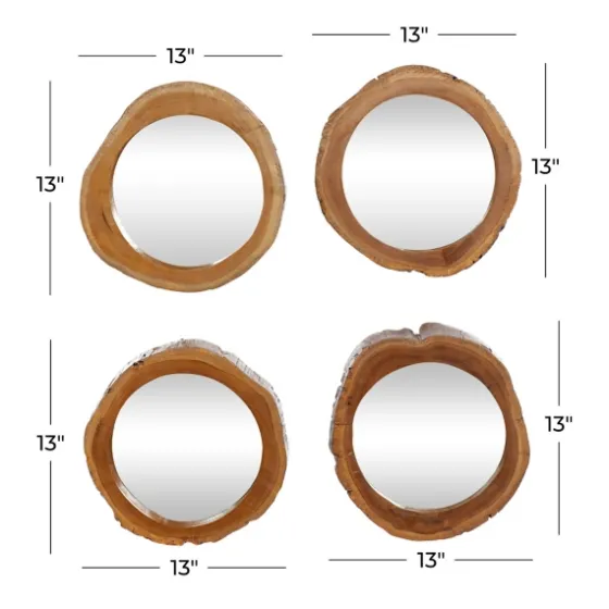 Brown Teak Wood Frame Wall Mirrors, Set Of 4-Kirkland's Home Sale