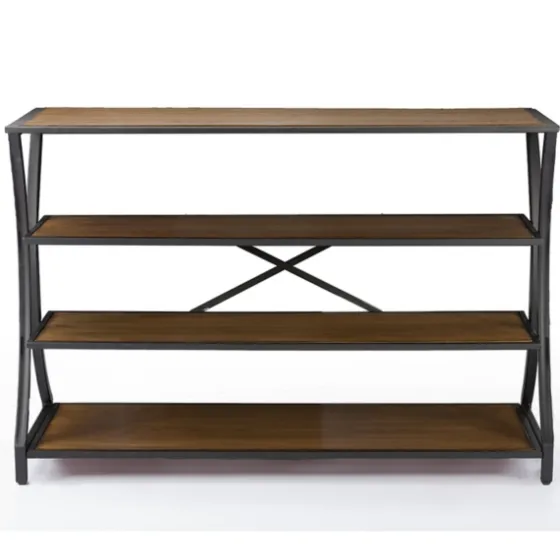 Brown Wood And Curved Metal 4-Tier Console Table-Kirkland's Home Fashion