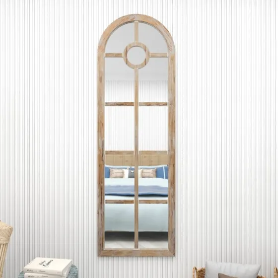 Brown Wood And Glass Arched Windowpane Mirror-Kirkland's Home Best