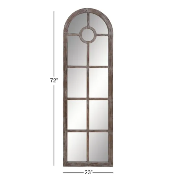 Brown Wood And Glass Arched Windowpane Mirror-Kirkland's Home Best