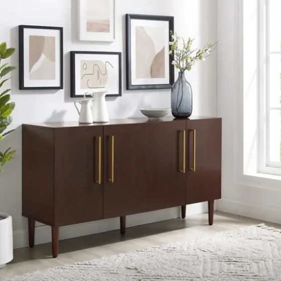 Brown Wood And Gold 4-Door Cabinet-Kirkland's Home New